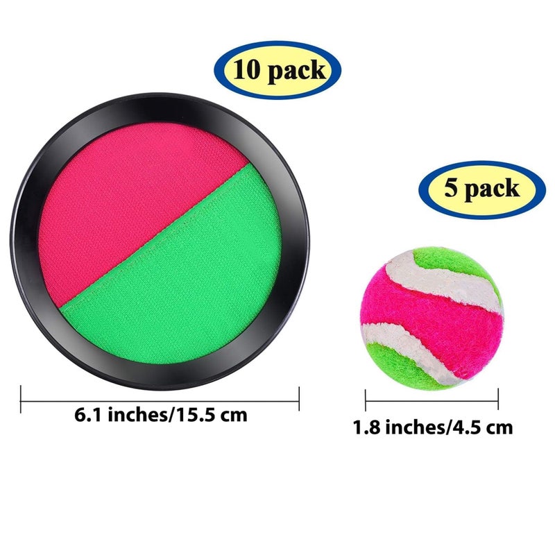 Cooraby Toss and Catch Paddle Game 5 Set Paddle Toss and Catch Ball Sport Games Suitable for Sports, Beach and Party Favor with Storage Bag, 10 Paddles and 5 Balls - Image 2